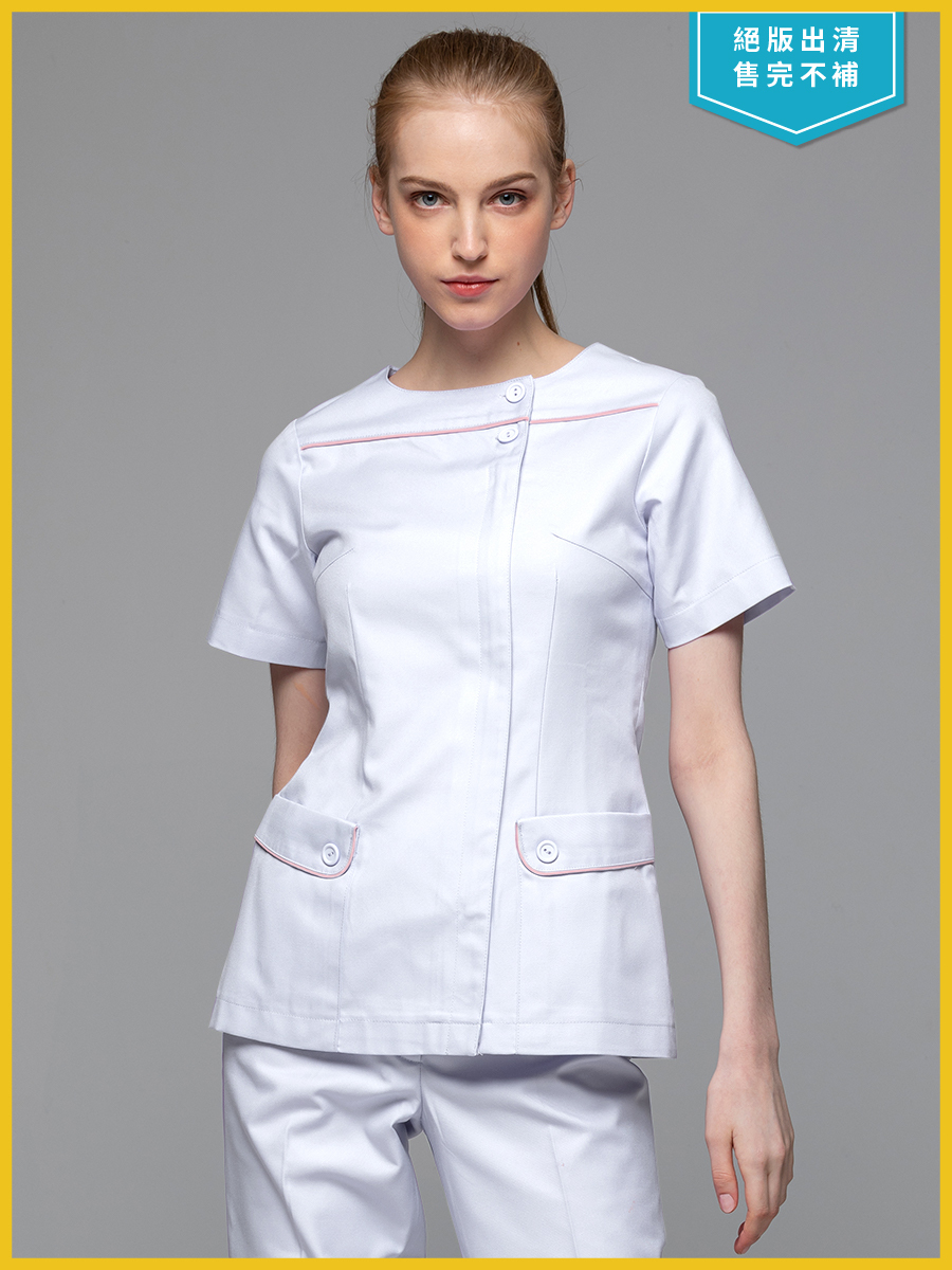 【 B241-W0  出清款 】女護理褲裝-B立挺布-純粹白