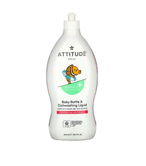 ATTITUDE, 嬰兒奶瓶和碗碟洗液，無香精，23.7 液量盎司（700 毫升）