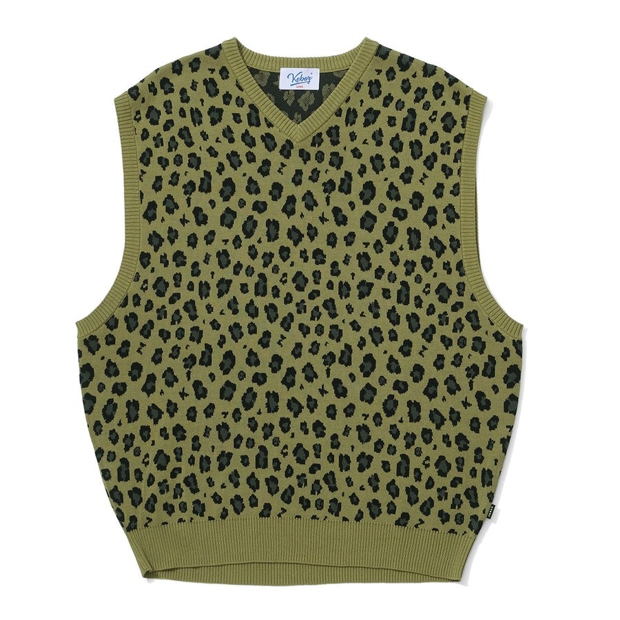 KEBOZ - LEOPARD KNIT VEST / 3COLORS