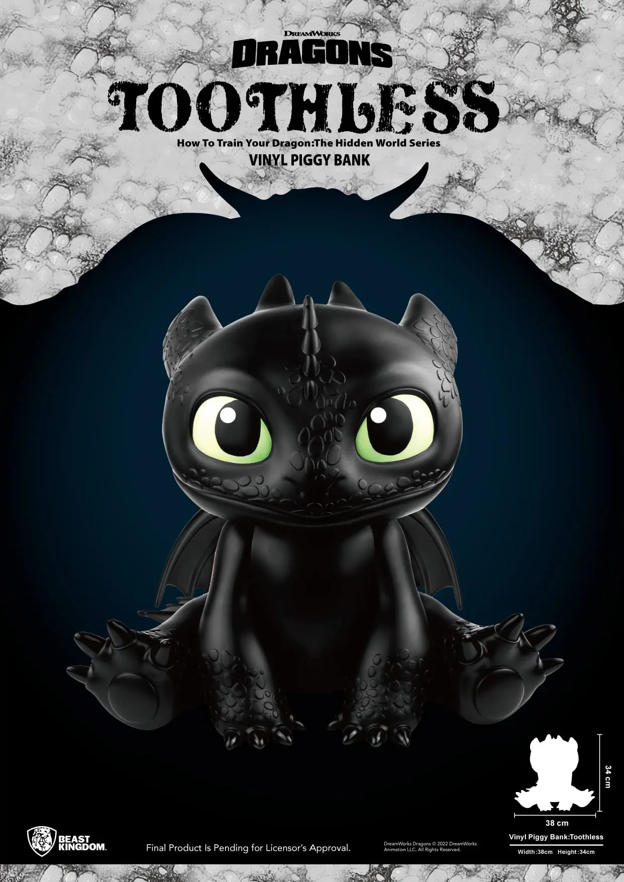 (預計9月尾派貨)BEAST KINGDOM - Reveals How to Train Your Dragon Toothless Vinyl Bank