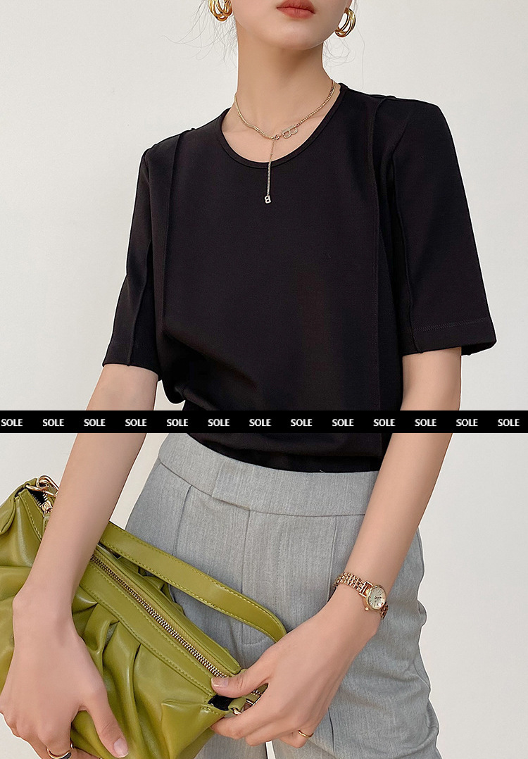 天絲棉五分袖 挺版免燙素T(黑/白)