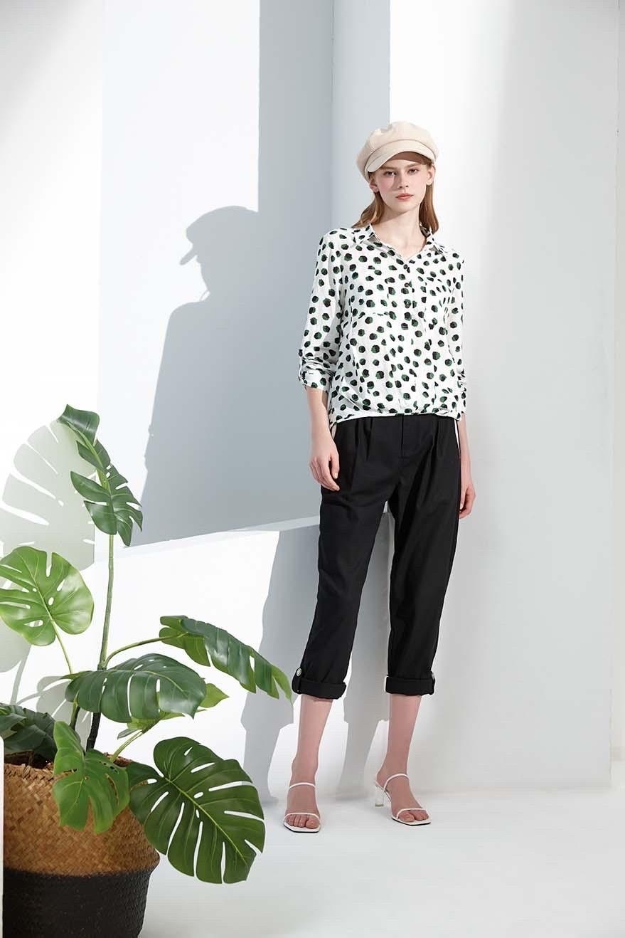 白色個性波點襯衫S6011