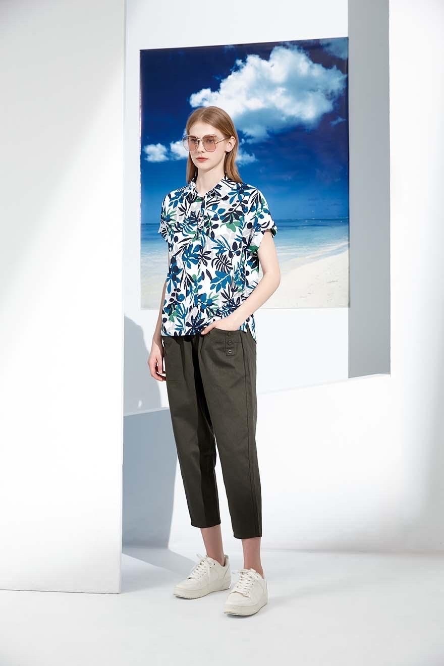 棉質大口袋釦子造型休閒褲S6131