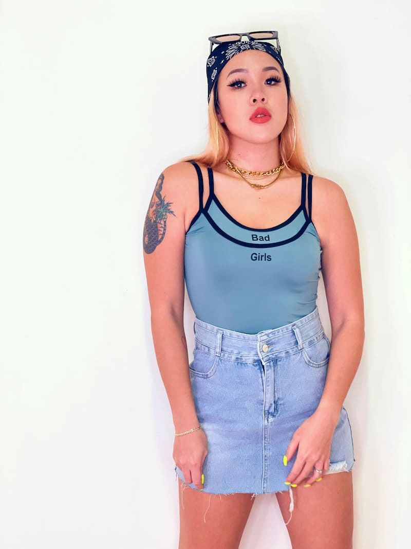 BAD GIRLS 假兩件BODYSUIT/L