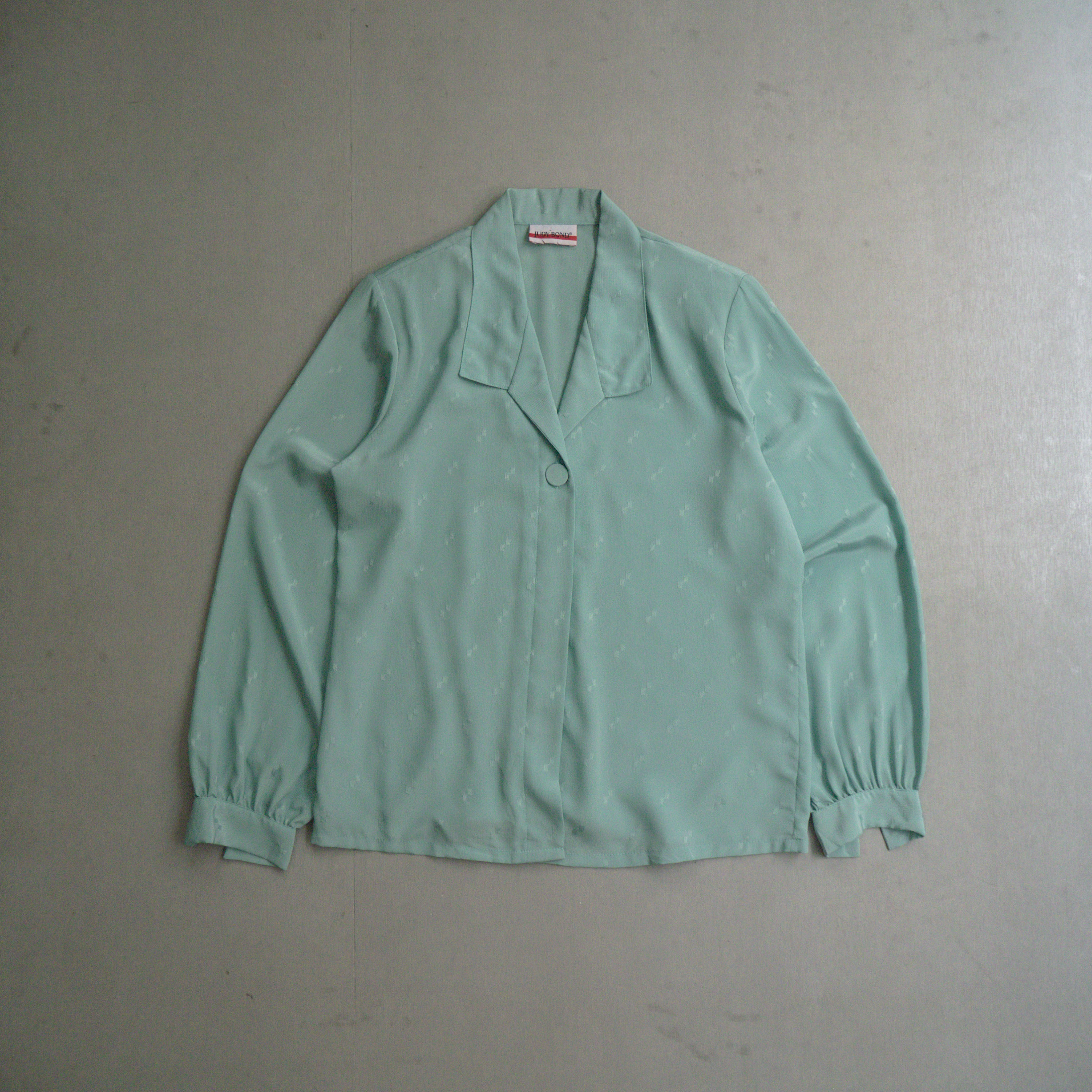 VINTAGE WMN SHIRTS 女裝 粉綠 長袖 開領 雪紡 刺繡 襯衫 上衣