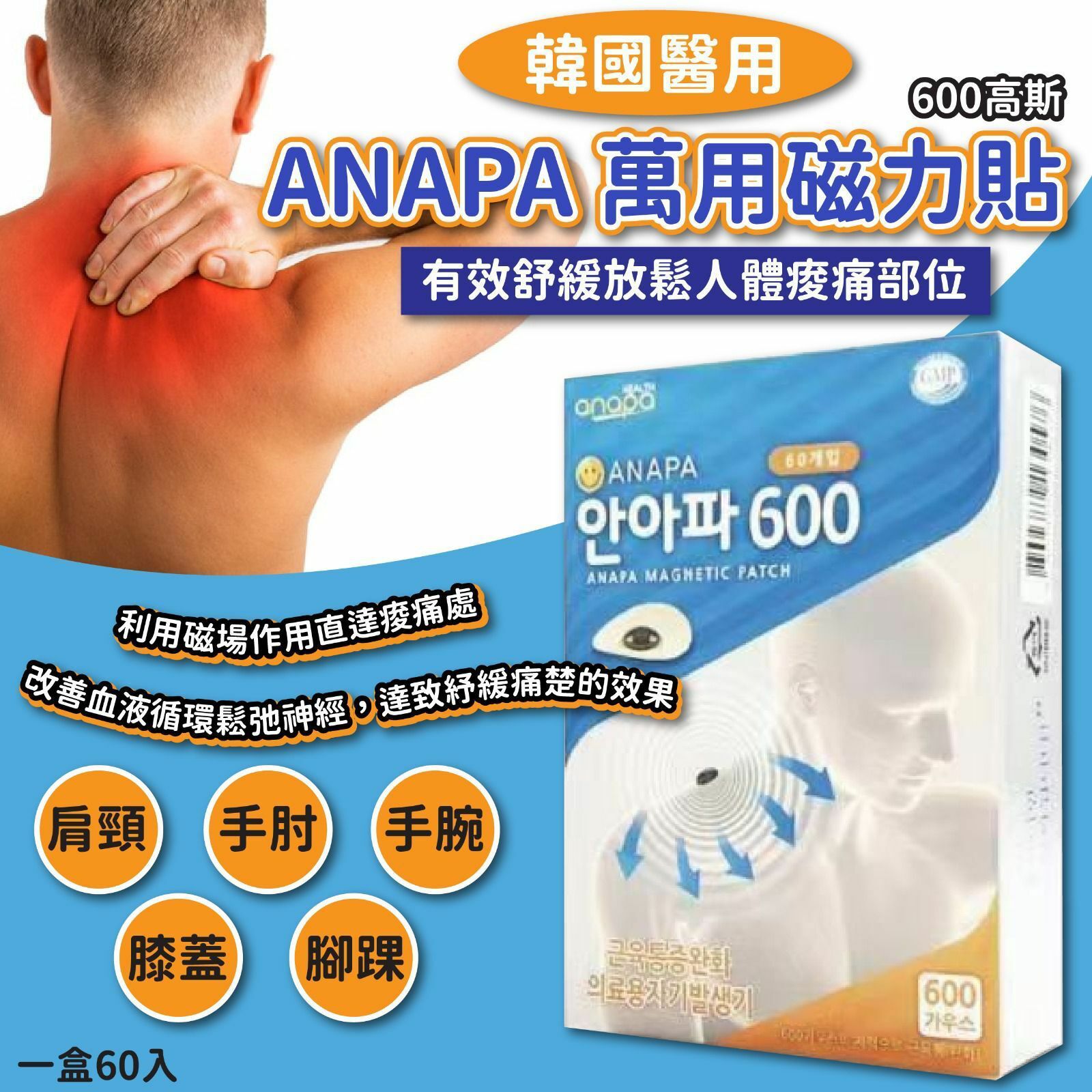 ANAPA萬用磁力貼600高斯 1盒60入