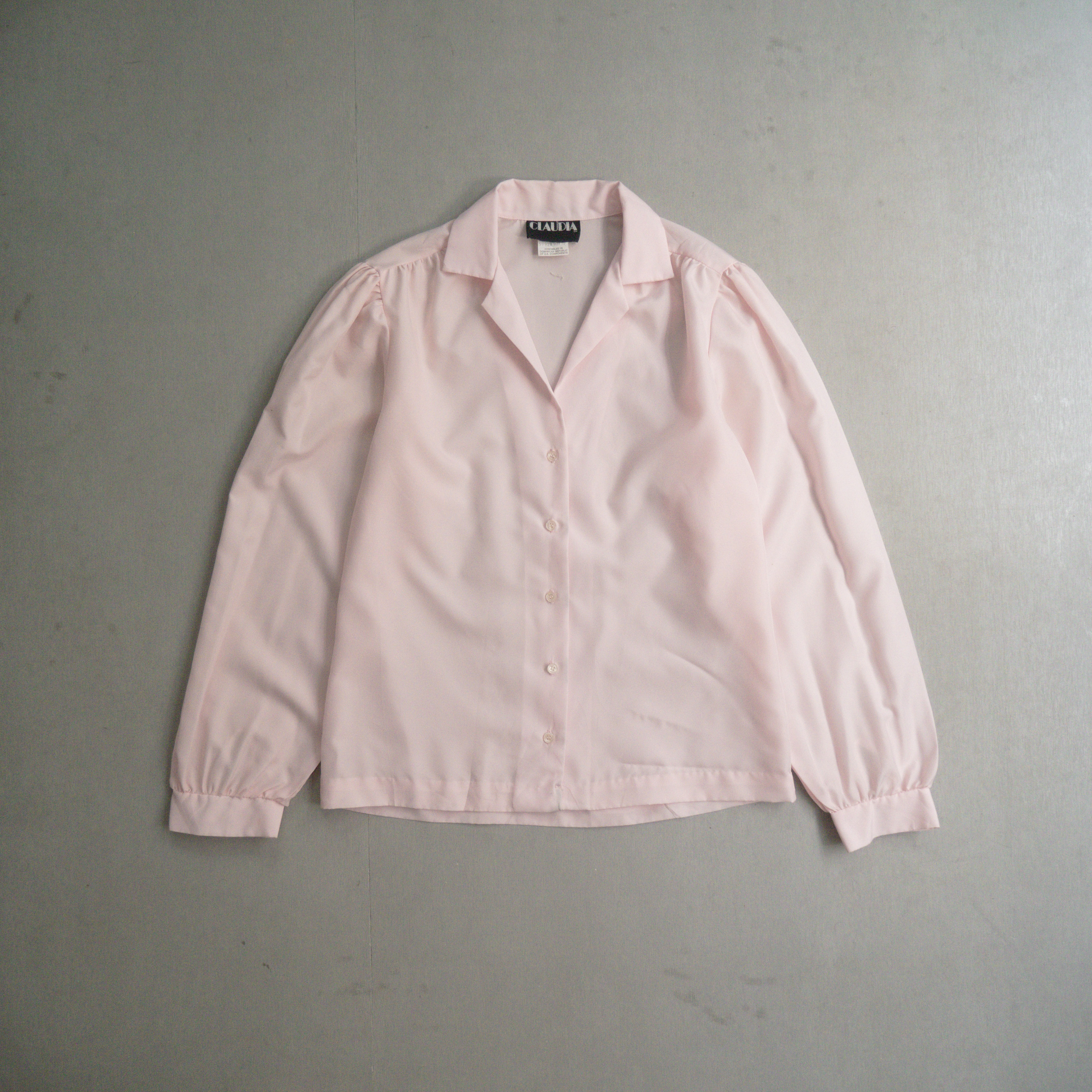 VINTAGE WMN SHIRTS 女裝 粉紅 長袖 泡泡袖 開領 襯衫 上衣