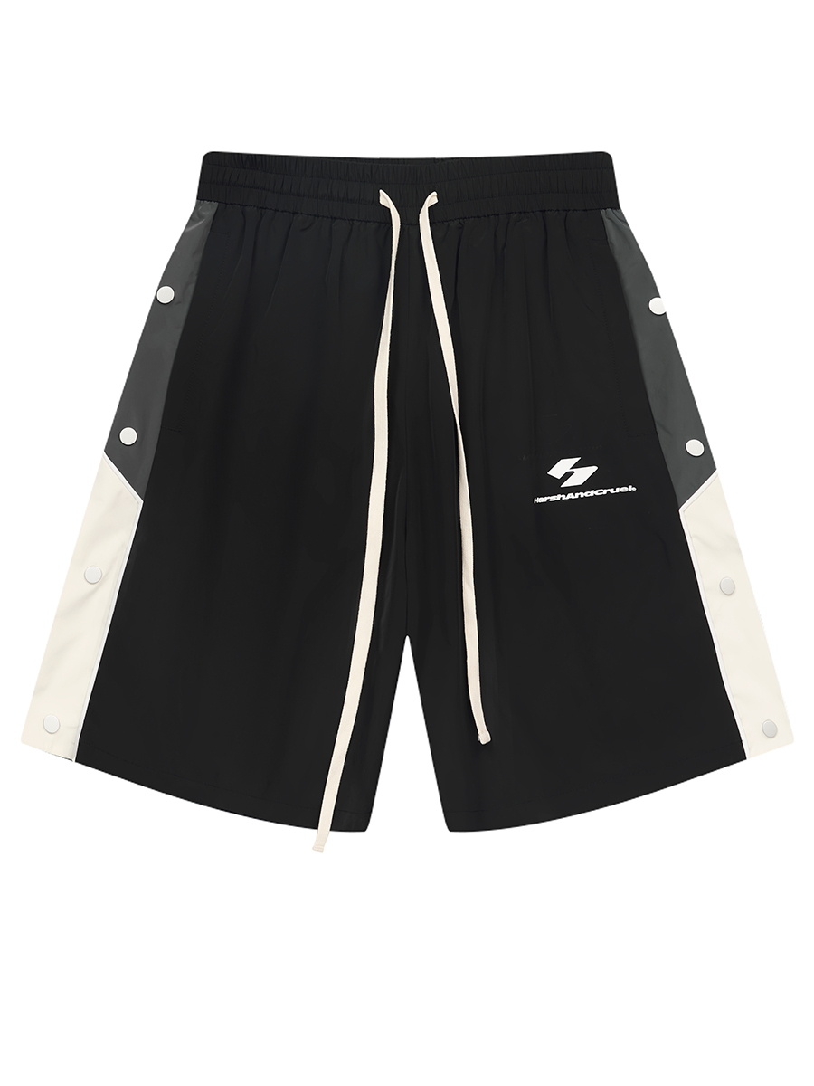 HARSH AND CRUEL 23SS 撞色可調節四合扣拼接寬鬆短褲 HZ232130231