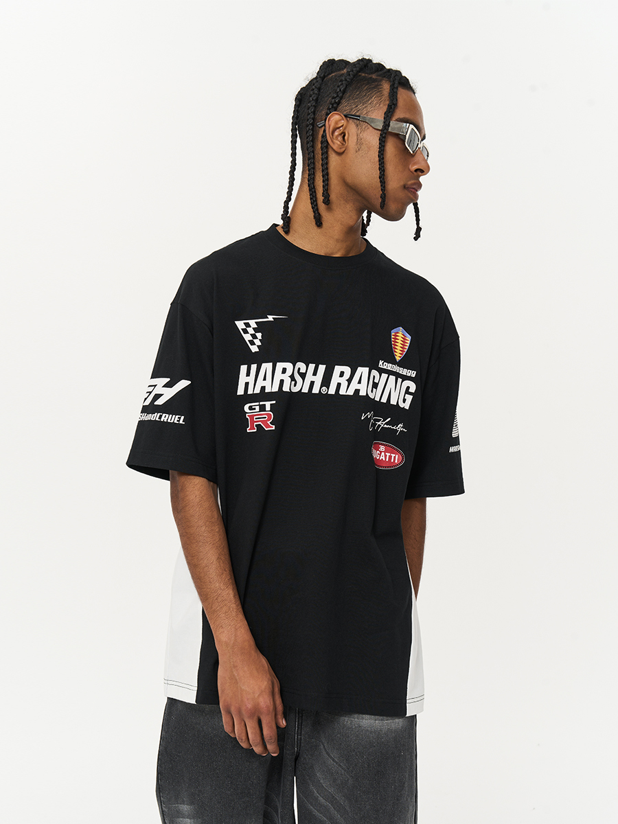Harsh and Cruel 23SS 拼色賽車圖像短袖 HM232020253