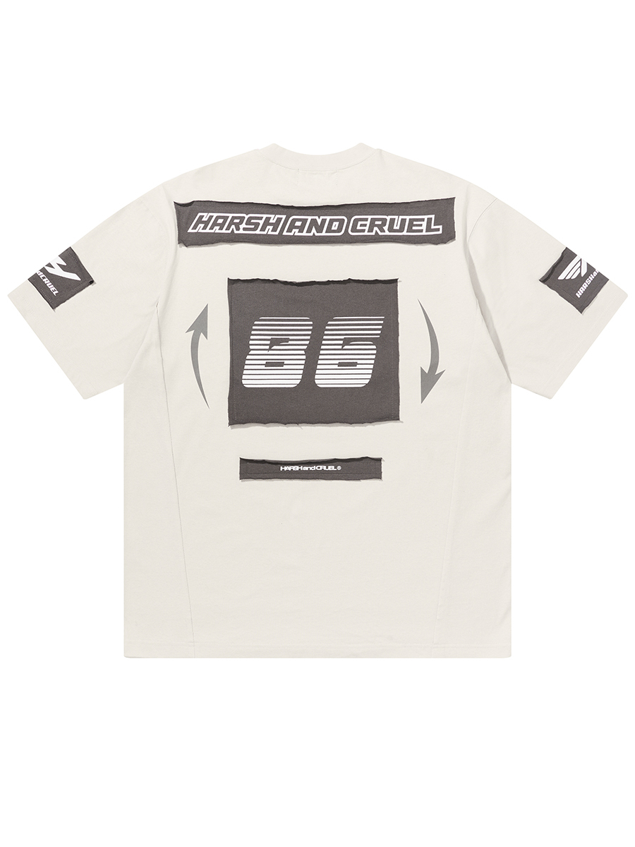 Harsh and Cruel 23SS 立體不收邊刺繡賽車圖像短袖 HZ232020259