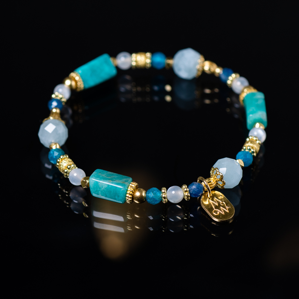 初戀那些年 // C1419天河石海藍寶磷灰石手鍊