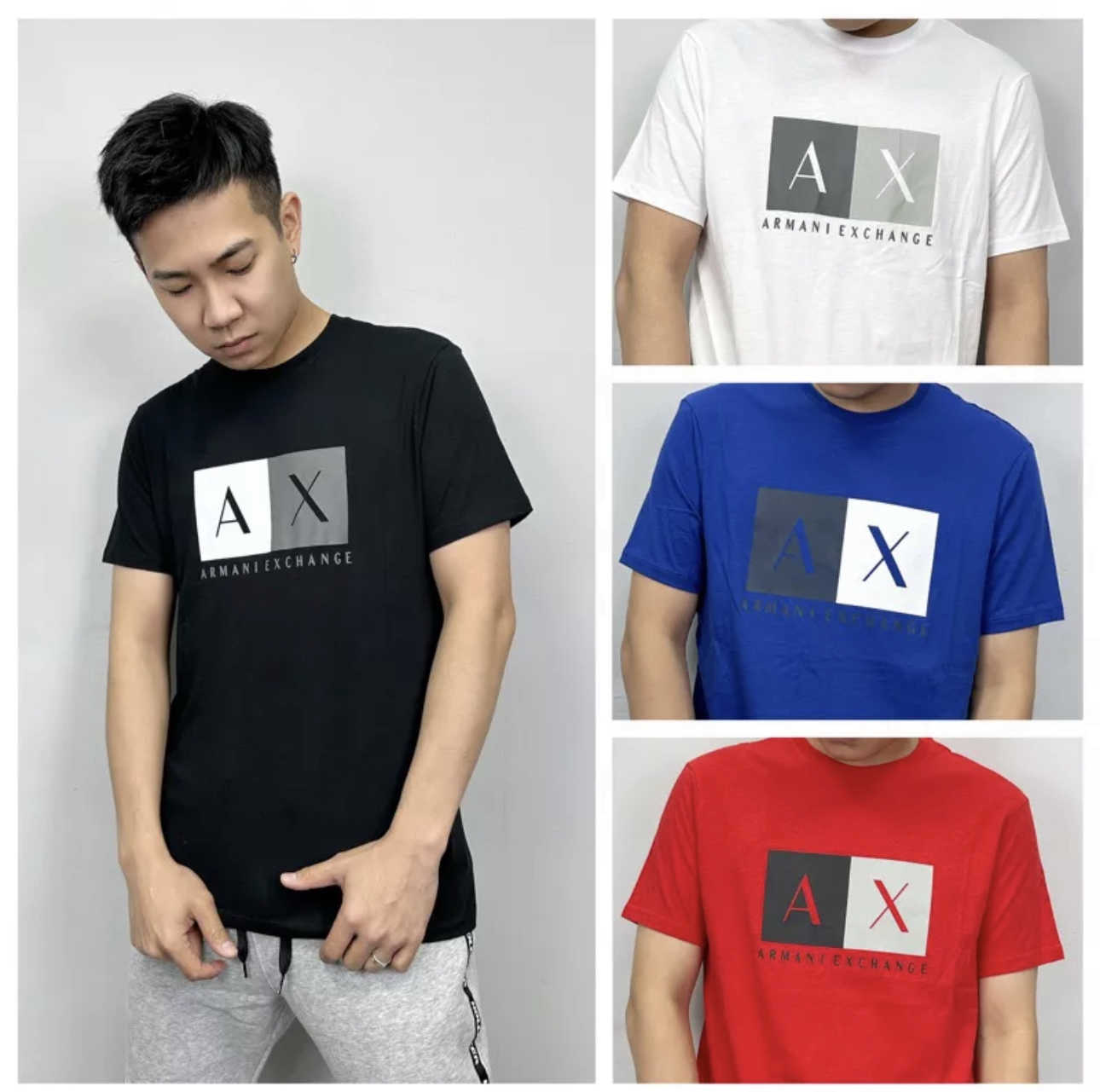 Armani Exchange AX 雙色方塊字母 短袖T恤