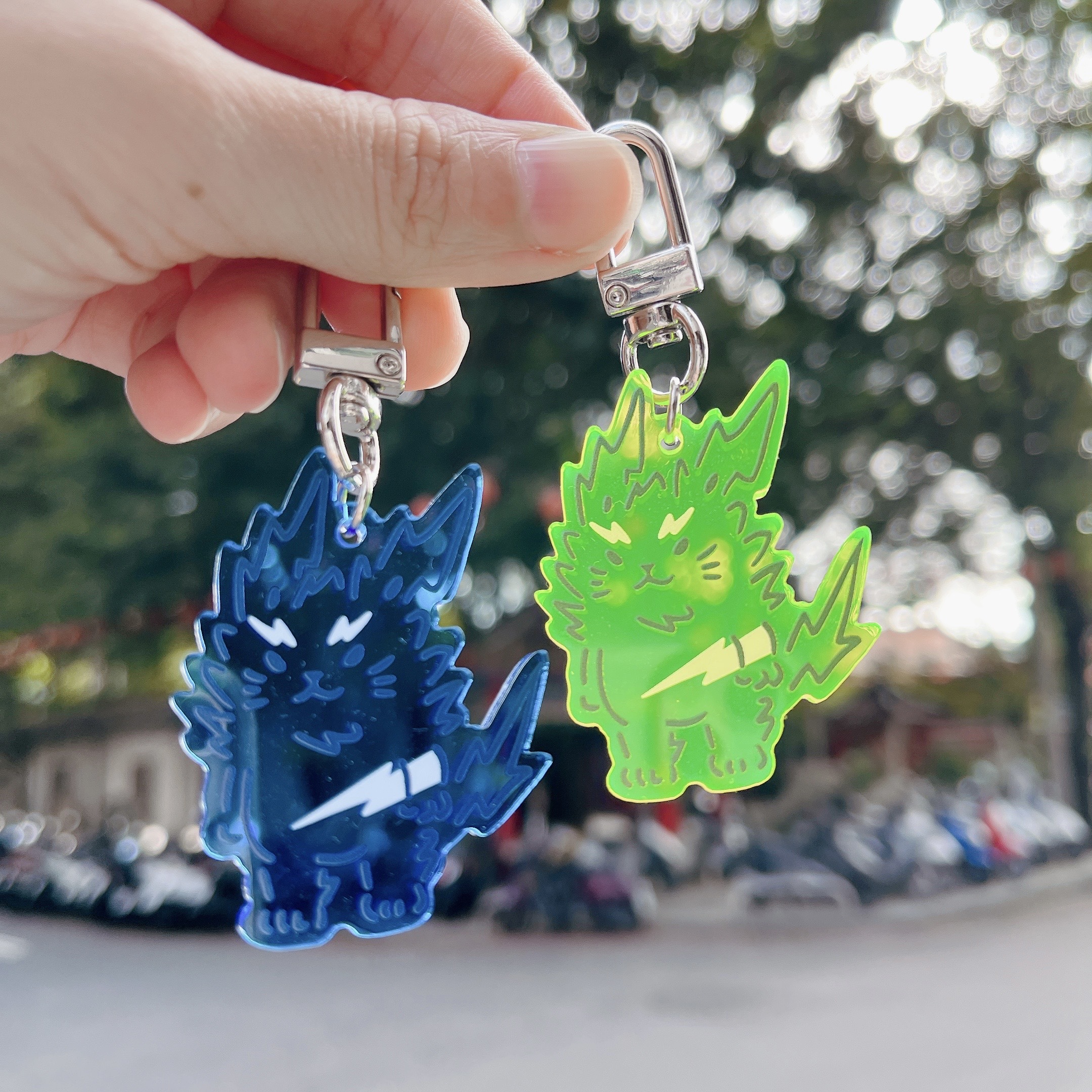 White Jimi - Lightning Cat Key Ring