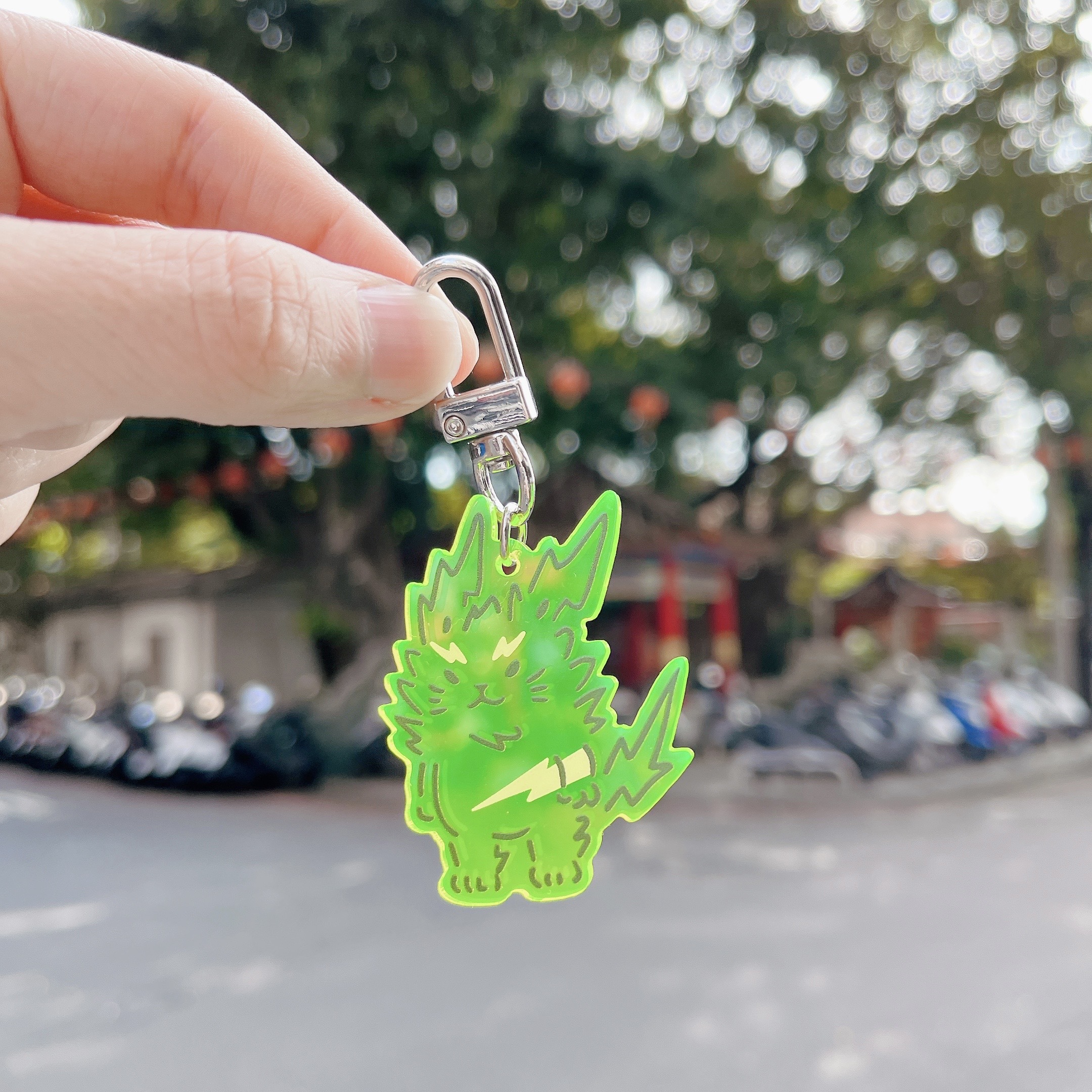 White Jimi - Lightning Cat Key Ring