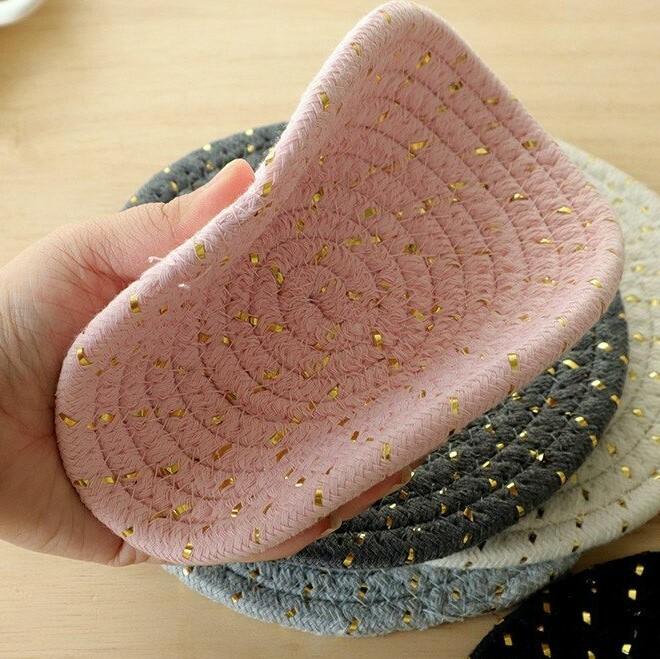 《2126》北歐風金點點棉麻杯餐墊