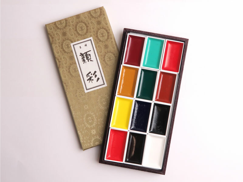 12色顏彩 塊狀水彩 萬順特製｜日本吉祥顏彩