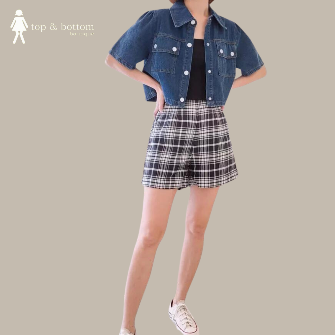 PLAID HIGH WAISTED SHORTS