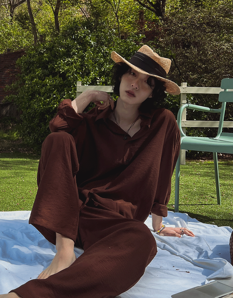 褶皺渡假風襯衫