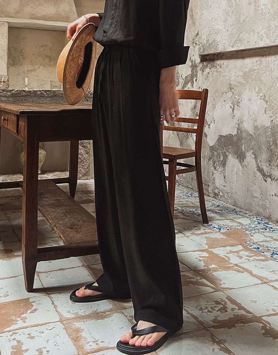 褶皺渡假風休閒褲