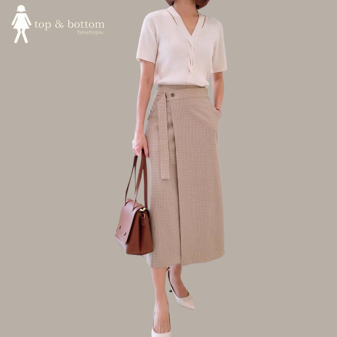 CHECKED WRAP SKIRT