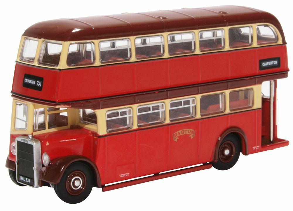 Oxford 76PD2007 1:76 Leyland PD2/12 Barton 雙層巴士.紅+棕