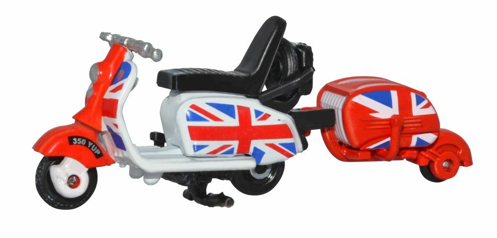 Oxford 76SC002 1:76 Scooter & Trailer Union Jack 摩托車+拖車