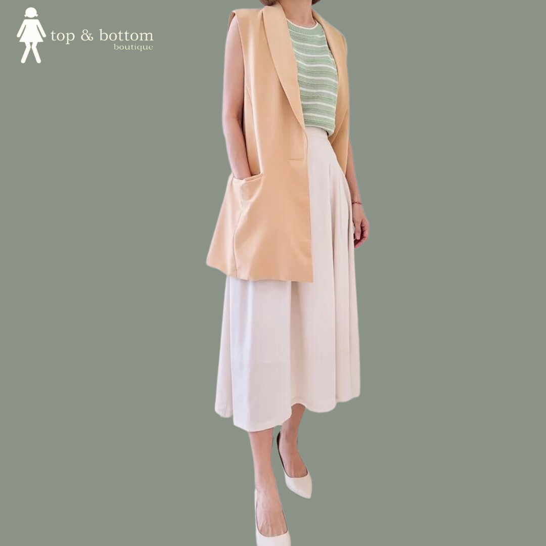 HIGH WAISTED PLAIN MIDI SKIRT