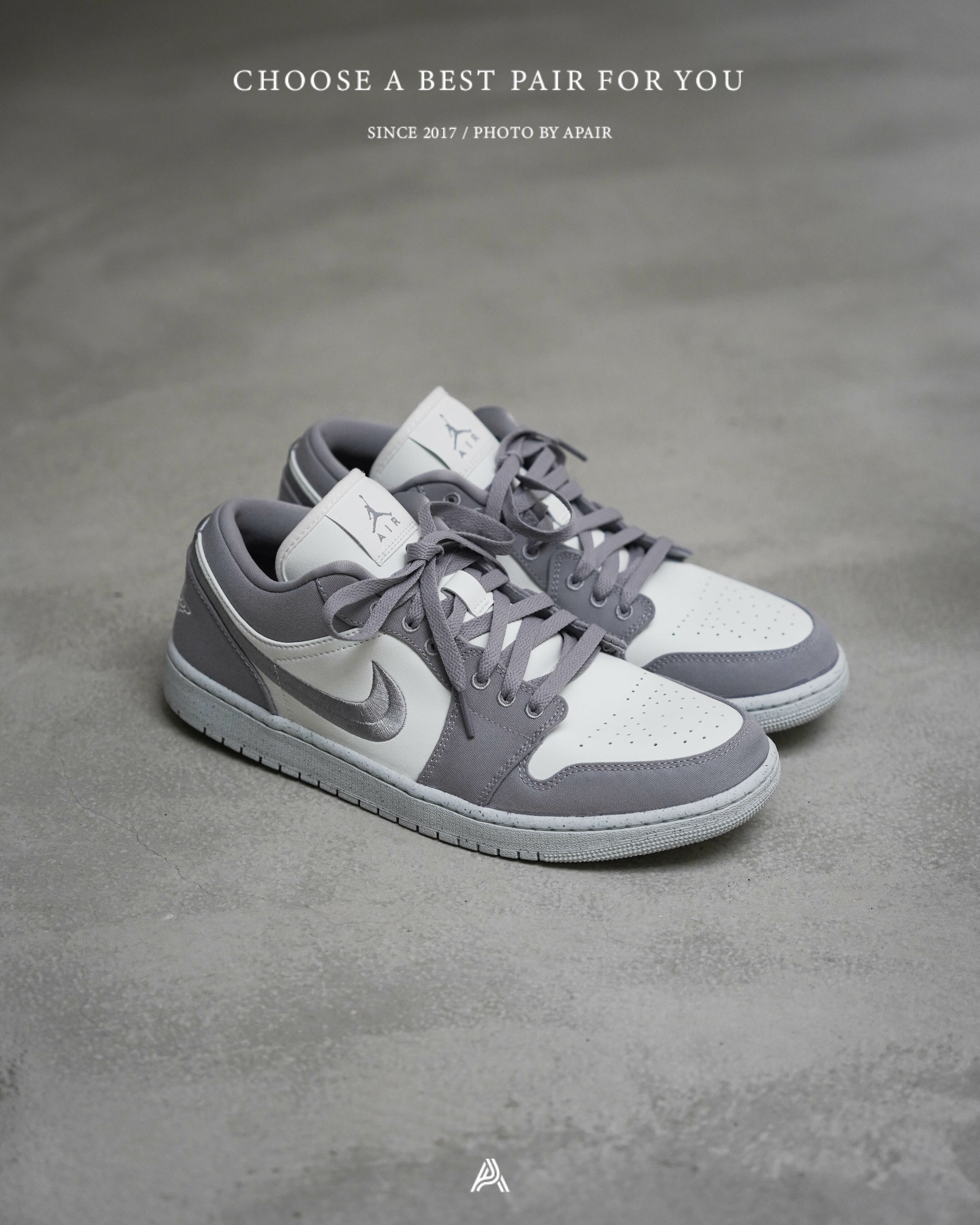 【APAIR】現貨Air Jordan 1 Low SE Light Steel Grey AJ1 刺繡灰白