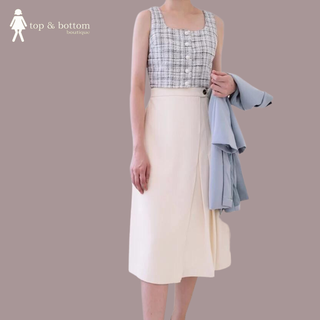 PLEATED WRAP MIDI SKIRT