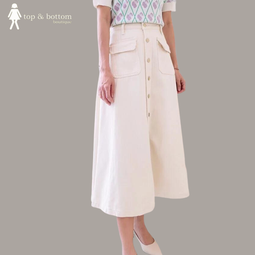 DENIM POCKET ALINE SKIRT