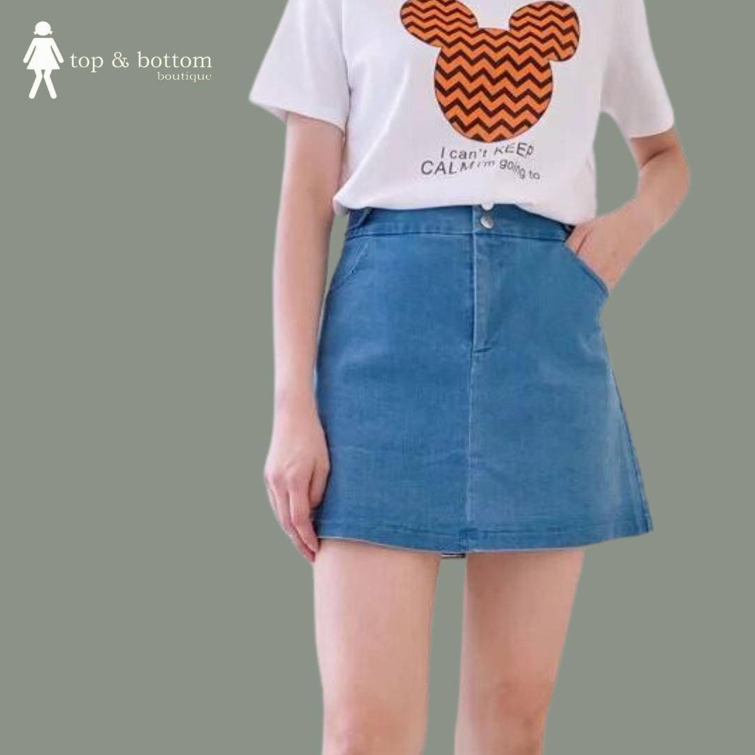 DOUBLE BUTTON DENIM SHORT SKIRT