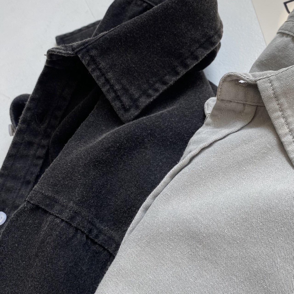 ☆ETW☆【EASY TO WEAR】自訂款 百搭襯衫 重磅 水洗 襯衫 長袖襯衫 白灰 黑 現貨