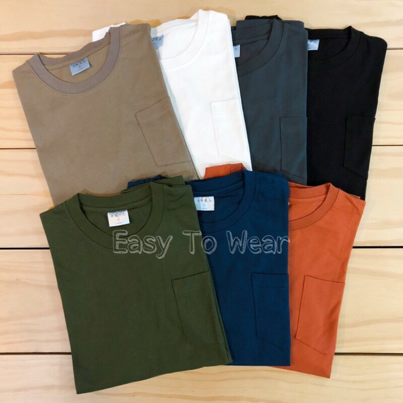 ☆ETW☆【EASY TO WEAR】自訂款 秋冬 口袋T 羅紋 素面 薄長袖 長T 長袖T 現貨