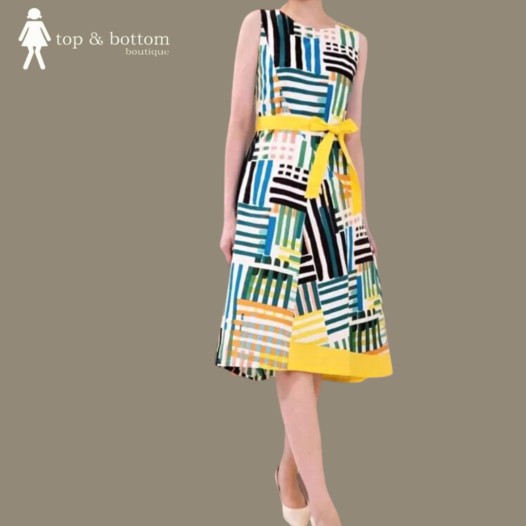 GEO PRINTED SLEEVELESS DRESS