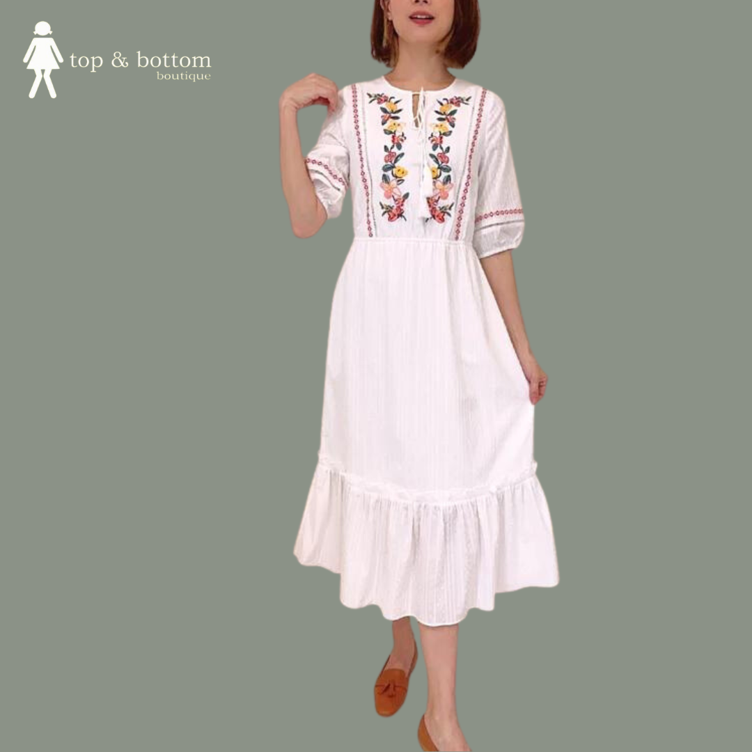 EMBROIDERED FLOWERY DRESS