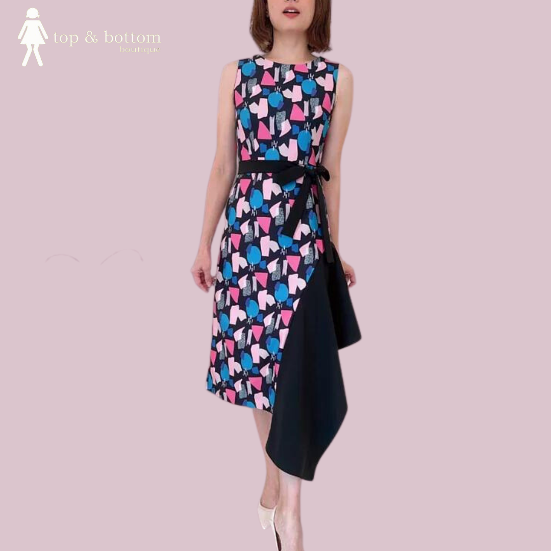 COLOUR BLOCK MIDI DRESS