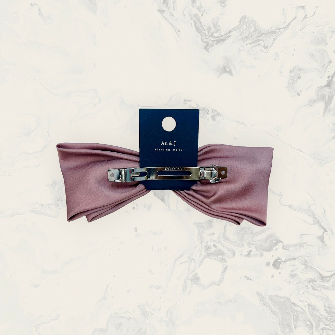 韓國直送髮飾 金點點框橢圓鋯裝飾絲質超大蝴蝶結彈夾