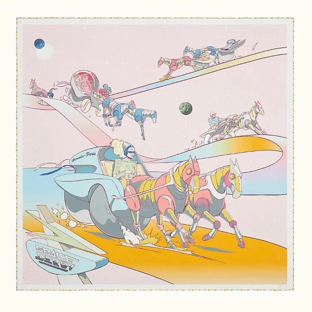 HERMES 90X90 絲巾 B60-M