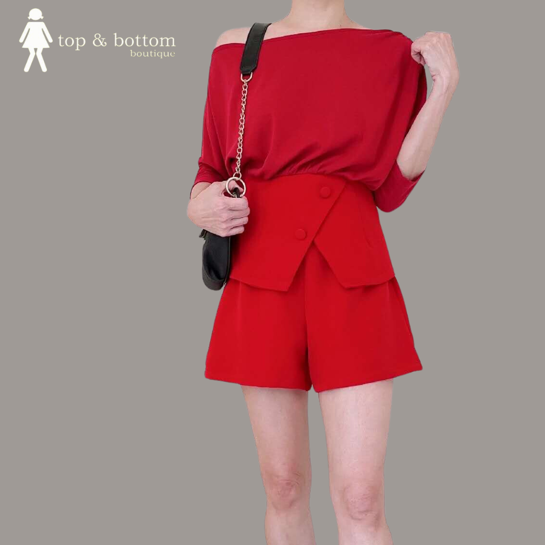 OFF SHOULDER SHORTS 2 PCS SET SUIT