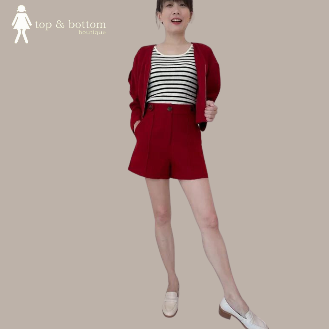 ZIPPED TOP & SHORTS 2 PCS SET SUIT