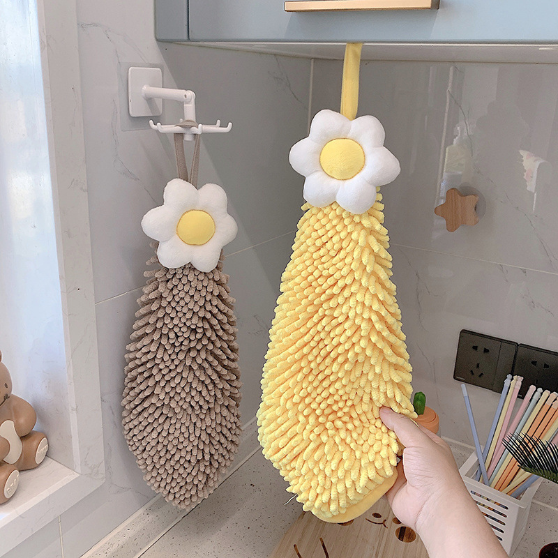 《2137》小花朵珊瑚絨掛式擦手巾