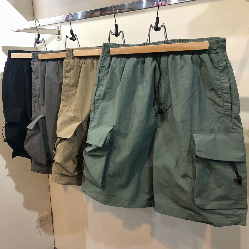 ☆ETW☆【EASY TO WEAR】自訂款 尼龍 衝鋒套裝 立領 半拉鍊 衝鋒衣 工裝 大口袋 工裝短褲 工裝褲 短褲 防潑水 現貨