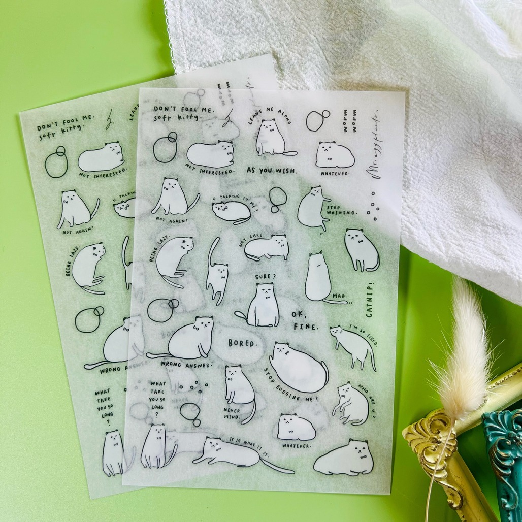 茄子先生． 軟軟的貓 轉印貼紙