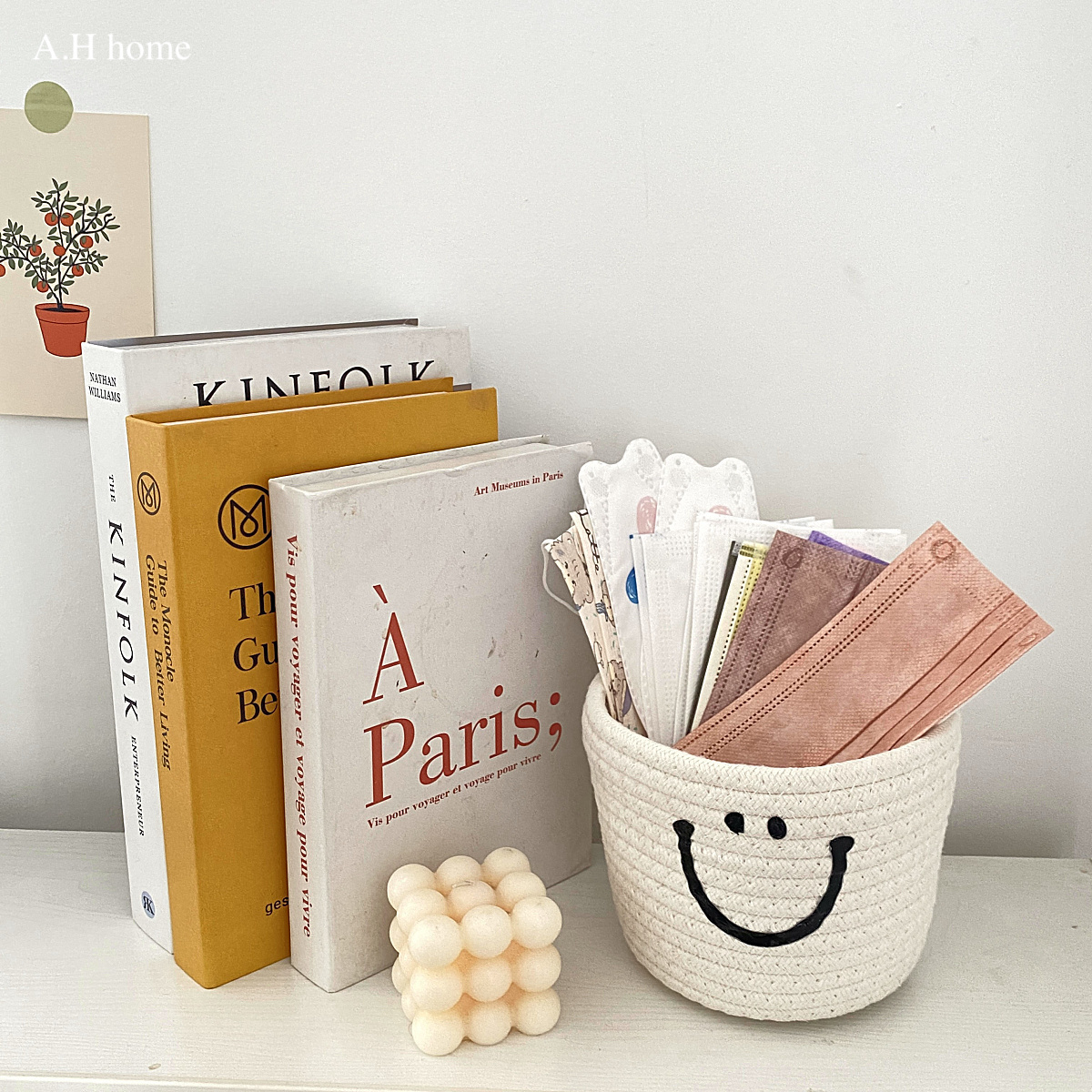 【ＡＨ567】韓國ins笑臉收納吊籃