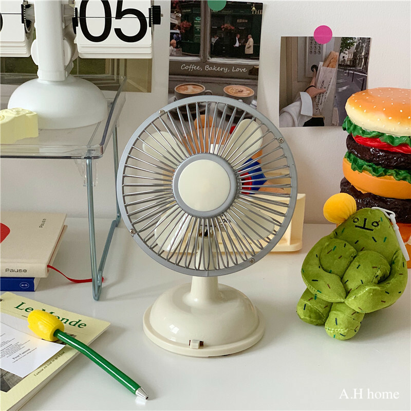 【ＡＨ568】韓國ins奶油復古桌上型USB電風扇