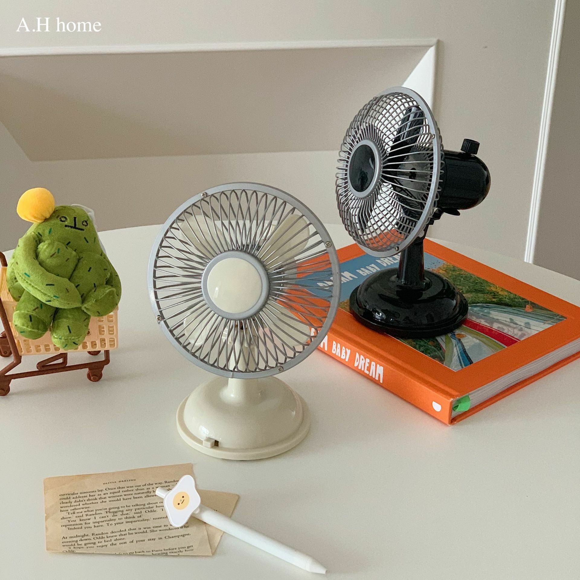 【ＡＨ568】韓國ins奶油復古桌上型USB電風扇