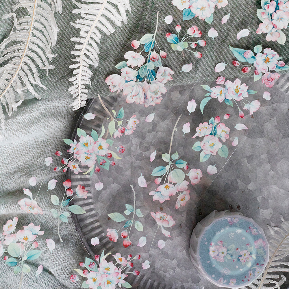 樂意Loi ． 春色-海棠花Malus halliana 5cm亮面PET膠帶 <整捲/分裝>