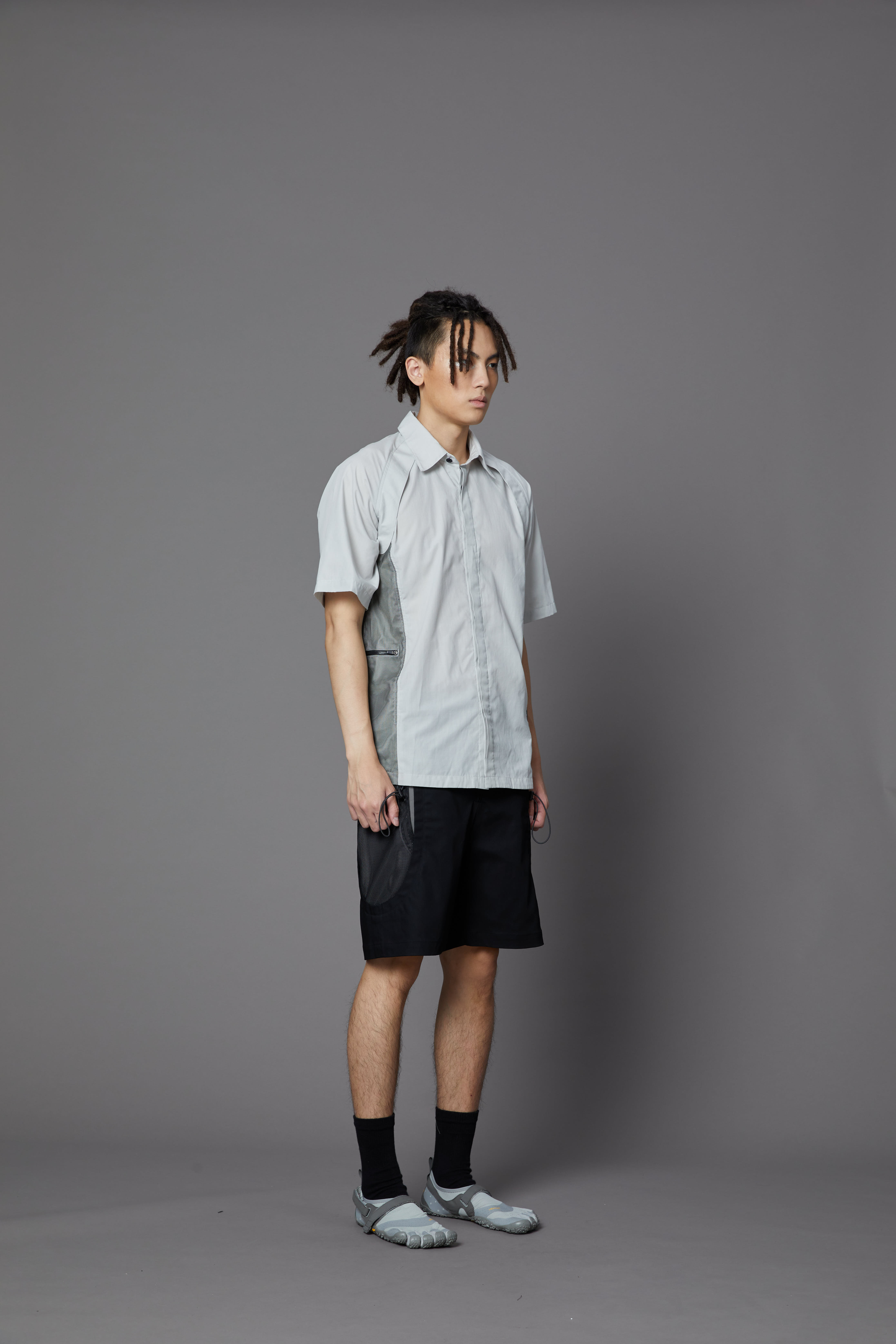 可束口袋短褲-黑