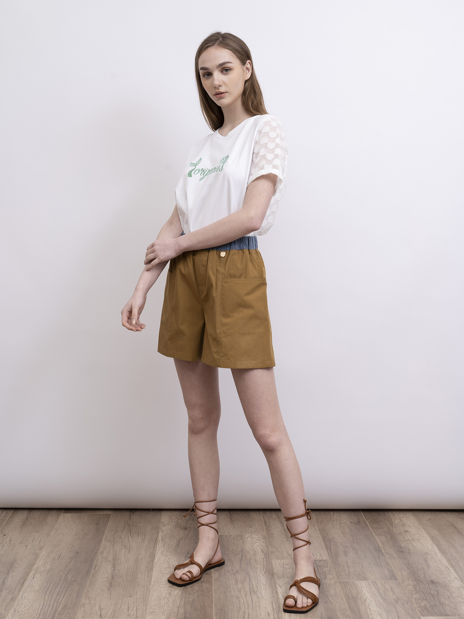 mi-tu  拼牛仔布短褲