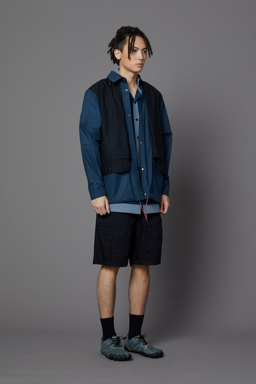 前後活片通風夾克-藍